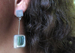 Sowing and Harvesting, jade on silver earrings