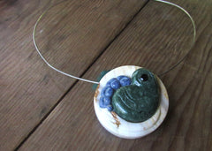 Hacienda San Lucas Toad, jade on marble pendant